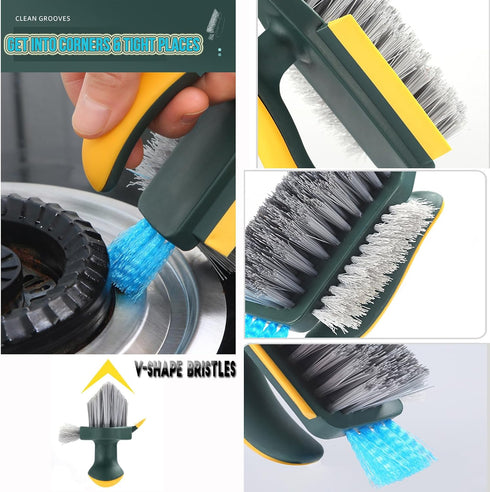 4-in-1 Grout Brush with Squeegee,Durable Bristles,Heavy-Duty Scrub Brushes for Cleaning with Stiff Bristles Cleaning Brush for Bathroom & Kitchen,...