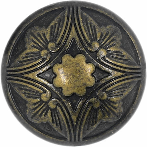 Bezelry 12 Pieces Embossed Flower Domed Metal Shank Buttons. 21mm (13/16 inch) (Antique Brass)...