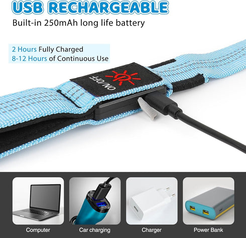 HIGO Rechargeable LED Dog Leash - 42.7" Reflective Light Up Dog Lead, High Visibility Glowing Safety Leash Light for Night Walking (Blue)...