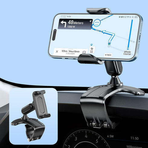 Multifunctional Car Dashboard Mobile Phone Holder, 360 Degree Rotation Universal Dash Clip Cellphone Mount for 4-7 inch Smartphones (Black)......