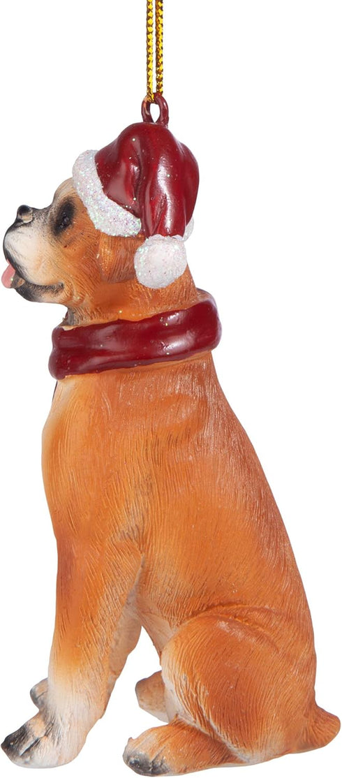Design Toscano JH576303 Christmas Xmas Boxer Holiday Dog Ornaments, Full Color...