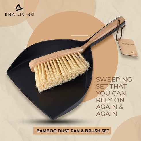 Bamboo Dust Pan & Brush Set, 1 Count...