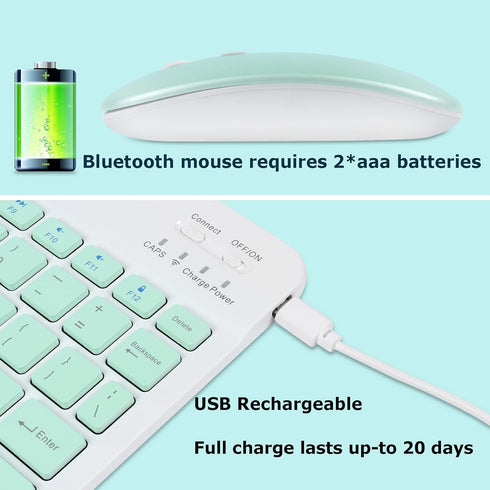 Bluetooth Wireless Keyboard and Mouse Combo,Ultra-Slim Ergonomic Small Rechargeable Bluetooth Keyboard Mouse Set for Apple iPad iPhone Samsung Tab...