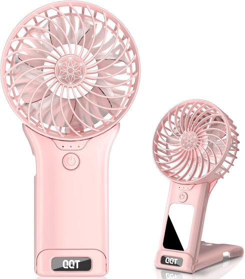 Mini Handheld Fan,4 Speed Adjustable Portable Battery Operated Fans,USB Rechargeable Desk Fan with Mirror,Max 20 Hrs Hand Fan For Travel Office Ou...