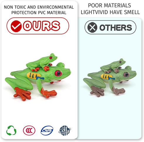 Wildlife Animal Frog Model Playsets 4 PCS Red Eye Tree Frog Triangular Leaf Frog Figures Figurine Family Party Favors Supplies Cake Toppers Set To...