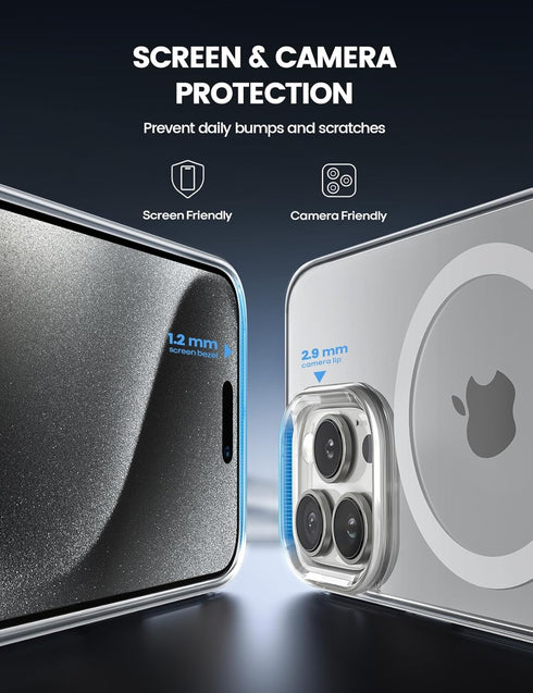 Lamicall Clear Case for iPhone 15 Pro - Transparent Case with Magsafe, Anti-Yellowing, Military Grade Drop Protection, Scratch-Resistant, Slim & P...