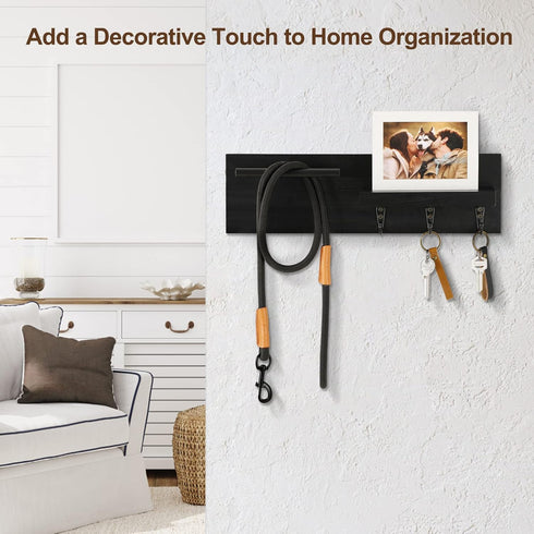 Key Holder for Wall, Decorative Entryway Shelf with Hooks Holds Keys, Dog Leash, Sunglasses – Key Hanger with 3 Hooks Organizes, Enhances Home Dec...