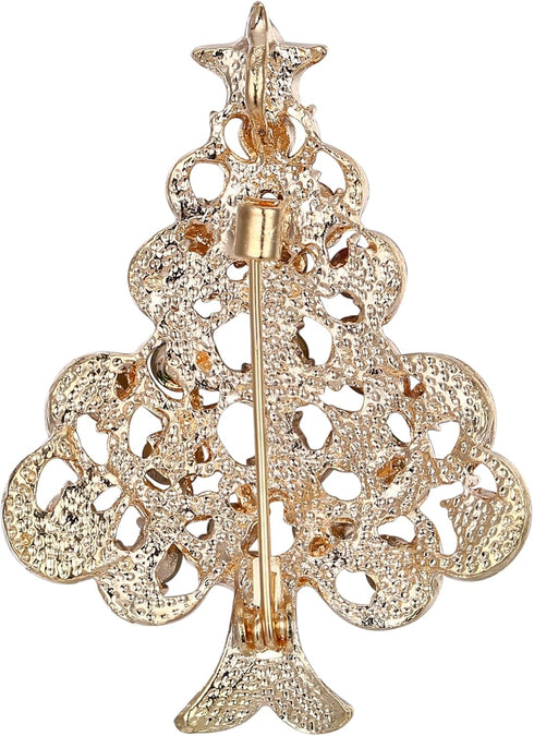 BriLove Women's Vintage Inspired Crystal Merry Christmas Holiday Wreath Brooch Pin...