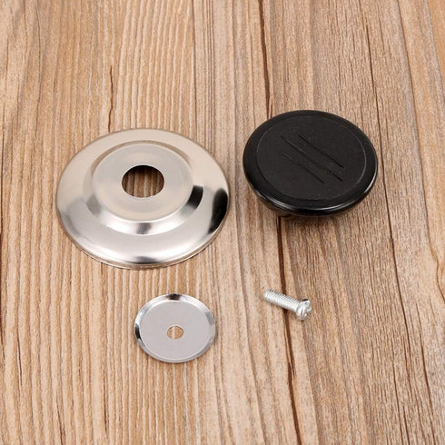 2 Sets Universal Pot Lid Cover Knob Handle Cookware Universal Replacement Pot Grip Knob Cap 2.7" Stainless Steel Base, Black+Silver...