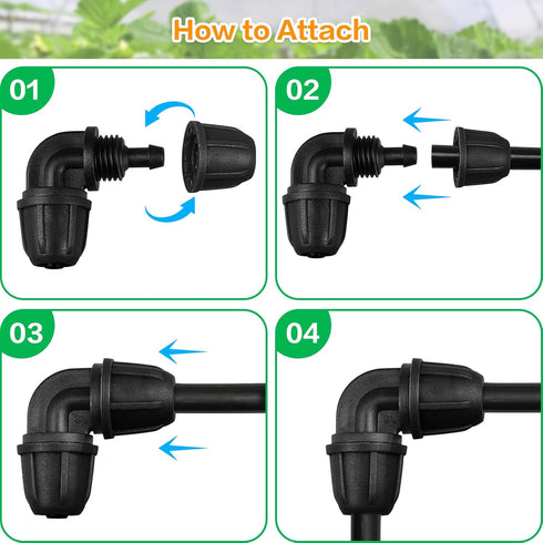 Upgraded 1/4" Drip Irrigation Elbow Fittings?24 Pieces Leak Free Lock Barbed 90 Degree Elbow Connectors for1/4 Inch Irrigation Tubing Quick Connec...