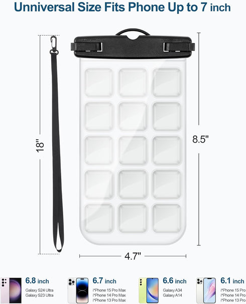 F-color Waterproof Phone Pouch - IPX8 Waterproof Phone Case - Underwater Photography Screen Touchable with Bubble Grids, Cell Phone Waterproof Pou...