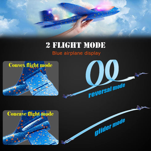 2 pcs Flashing Luminous Glider Plane 2 Flight Mode Aerobatic Superb Charming Shining Foam Airplane can Fly at Night for Kids as The Best Gift. (Le...