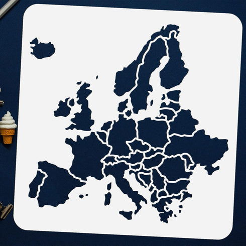 FINGERINSPIRE Europe Map Stencil 11.8x11.8 inch Hollow Out United Kingdom Germany France Italy Spain Map Drawing Stencil Reusable Europe Travel Pl...