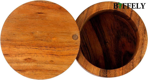 Acacia Wood Salt or Spice Box with Swivel Cover perfect for keeping table salt, gourmet salts, herbs or favorite seasonings, close at hand on your...