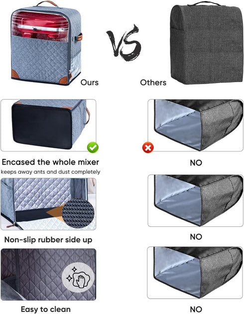 BAGSPRITE Stand Mixer Cover with Appliance Sliders Base Compatible with KitchenAid Mixer-Storage Bag for 4.5/5 Quart with Pockets for Kitchen Aid ...
