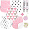 Dodo Babies 5-Pack Baby Burp Cloths - Soft, Absorbent Cotton Burp Cloths - includes Pacifier Case and 2 Pacifier Clips - Colors: Pink and White...