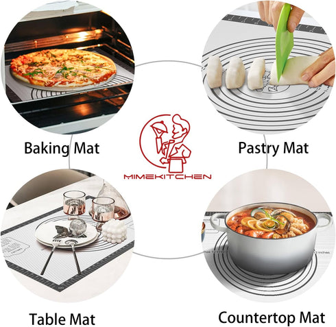 Silicone Baking Mat Non Stick Pastrty Mat for Dough Rolling Mat for Making Cookies, Macarons,Bread,Cake and Candy Reusable Kitchen Counter Mat Fon...