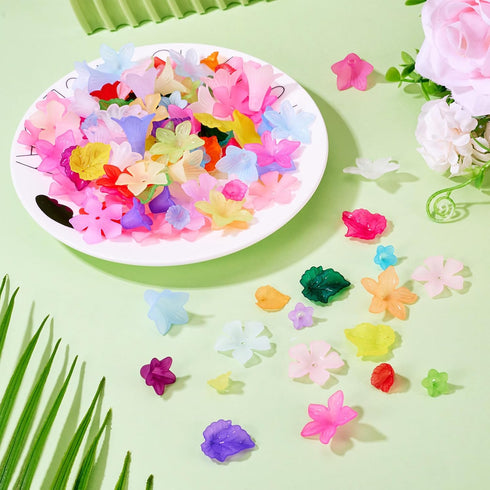 Pandahall 240pcs Acrylic Flower Beads Assorted Frosted Flower Leaf Bead Caps for DIY Bracelet Necklace Earring Jewelry Making...