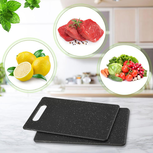 2 Pcs Small Cutting Board for Kitchen Mini Plastic Cutting Board Set Bar Dishwasher Safe Granite Color Cutting Board for Camping Food Fruits Prep ...