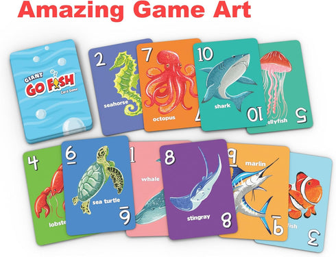 Giant Go Fish Card Game for Kids and Families – Play Go Fish and Old Maid – Large 5x7in Cards – Adorable Animal Art – a Fun Gift idea for Boy/Girl...