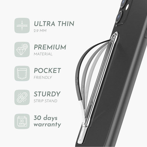 Swappable Ultra-Thin Phone Grip - Convertible Grip Holder Fits Most iPhone and Android Cases, Strap Holder Compatible with Wireless Chargers and C...