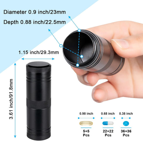 Pill Case 2 Times a Day - Portable Metal Pill Box Daily Waterproof Travel Pill Container, Pill Holder Organizer for Vitamin/Fish Oil/Supplements, ...