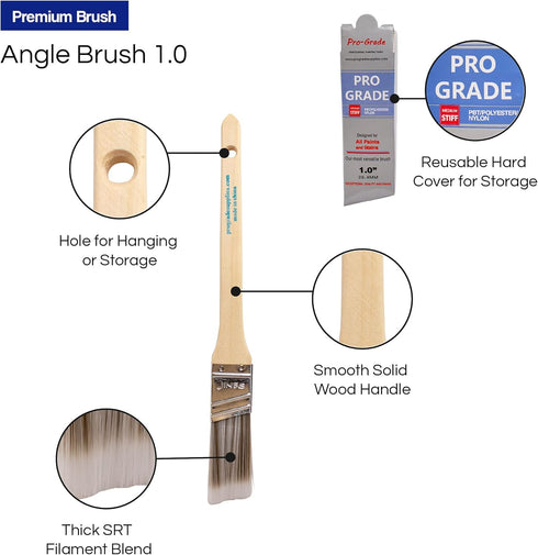 12PK 1 inch Angle Brush Premium Wall/Trim House Paint Brush Set Great for Professional Painter and Home Owners Painting Brushes for Cabinet Decks ...