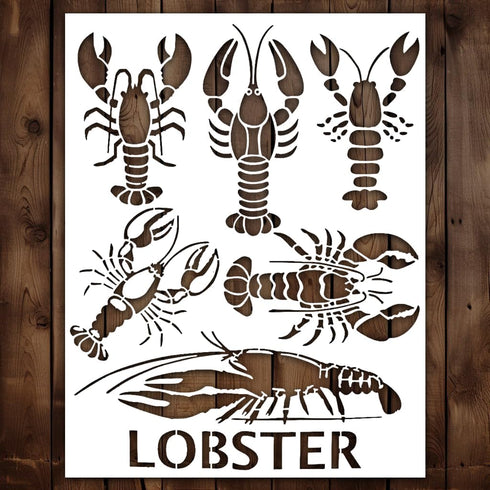 Lobster Stencil | Reusable Lobster Stencils for Painting on Wood, Glass, Wall, Rock, Fabric, Walls, Canvas, Glassware | Lobster Stencil Template 8...