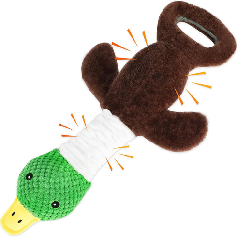 Plush Dog Toys for Large Dogs, Duck Stuffed Squeaky Dog Chew Toy with Crinkle Paper, Interactive Pull Puppy Toys - Tug of War Dog Toys for Big Med...