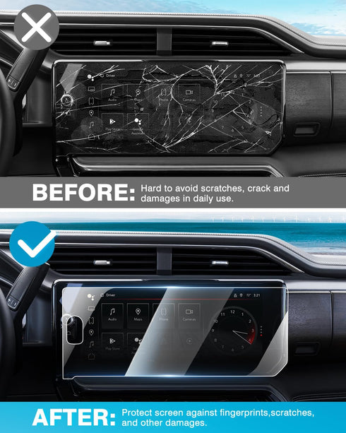 Karltys 2 Pack Tempered Glass Screen Protector for 2022-2024 GMC Sierra 1500/2024 Sierra HD 2500 3500 Accessories, (With One Hole), 13.4-Inch Navi...