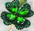 Gyn&Joy Green Crystal Lucky Four-Leaf Clover Shamrock Brooch Pin...