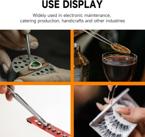TOWOT Industrial Tweezers Cross Lock Fiber Grip Wood Handle Soldering Tweezer, Precision Pick-Up Tool Straight Electronics Precision Tweezers...