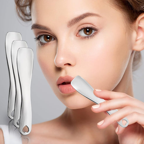 Sibba 3 PCS Facial Spatula Massage Eye Roller Dark Circles Skincare Tool Face Cream Lotion Makeup Stainless Steel Applicator Wand Neck Lines Beaut...