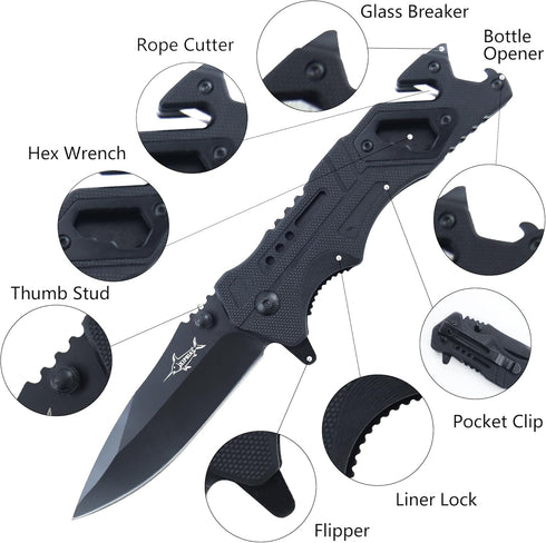 XIPHIAS Multifunctional Pocket Folding Knife - 7.9" Total - XSR235B...