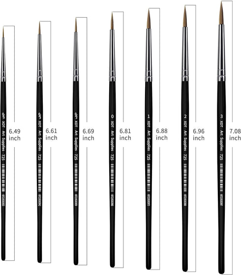XDT#725 Fine Detail Brushes 7pcs Set, Detail Paint Brushes for Acrylic Oil Watercolor, Miniature Paint Brushes for Art Painting Body Painting Face...