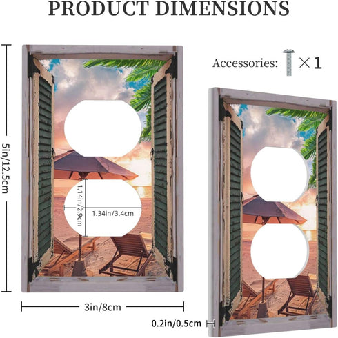 Tropical Summer Beach Sunset 1 Gang Outlet Covers Duplex Receptacle Wall Plate Decorative Electrical Faceplate Lightswitches for Bathroom Bedroom ...