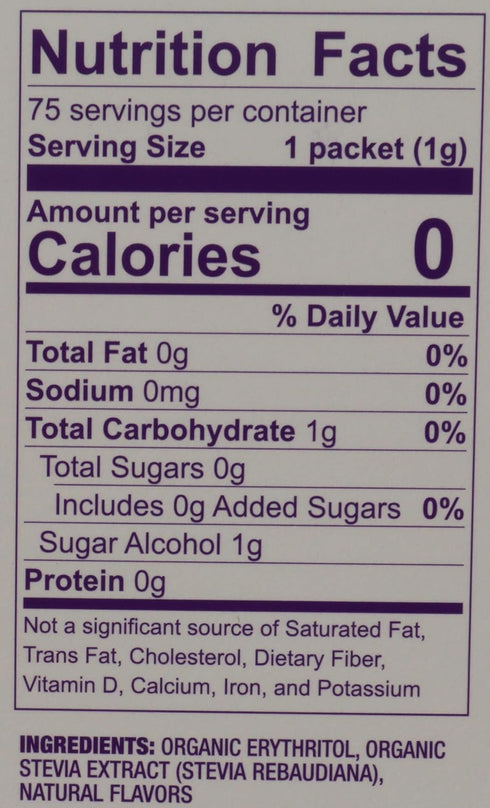 Wholesome Sweeteners Organic Stevia, 75 Count Packets, Zero Calorie Sweetener Blend, Keto Friendly, Non GMO, Gluten Free & Vegan, 1 Pack...