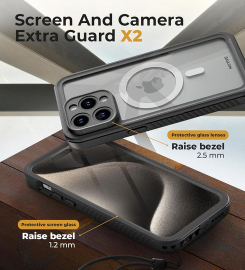 MOTIVE Waterproof Case for iPhone 15 Pro Max, Built-in Screen Protector, Compatible with MagSafe, Dustproof, Shockproof, Complete 360° Water Resis...