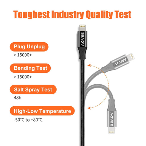 AGVEE [3.3ft Lightning Extension Cable Braided Female to Male Extender Cord for iPhone iPad Charger, Data Sync Video Audio & Charging Connector Ad...