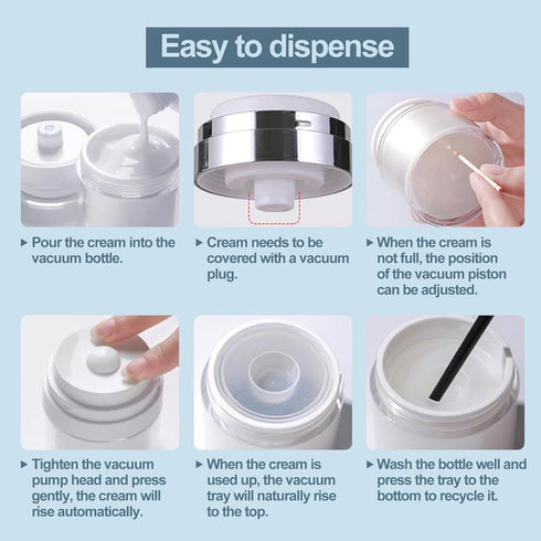 1.7oz Airless Pump Jar Refillable Moisturizer Pump Dispenser Cream Jar Vacuum Bottle Travel Moisturizer Container for Thick Moisturizer, Skincare ...
