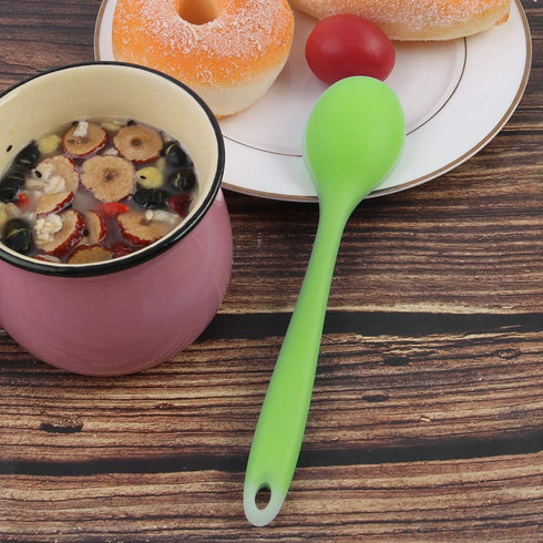 uxcell Silicone Dinner Spoon Table Spoon Dessert Spoon Utensils for Kitchen Restaurant Green...