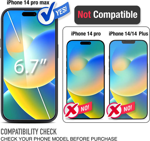 Trianium [6 in 1 Designed for iPhone 14 Pro Max Case Silicone (Black), with 3 Pack Screen Protector + 2 Pack Camera Lens Protector, Bundle Protect...