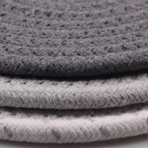 5-Pcs Trivet Pot Holder: Round Woven Potholders Set - 100% Cotton Braided Hot Pads - Coasters - Table Mats for Cooking and Baking One 11.8 Inch an...