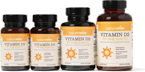 NatureWise Vitamin D3 2000iu (50 mcg) Healthy Muscle Function, and Immune Support, Non-GMO, Gluten Free in Cold-Pressed Olive Oil, ( Mini Softgel)...