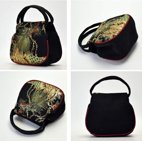 Women Mini Peacock Embroidery Handbag - Ethnic Retro Canvas Party Purse...