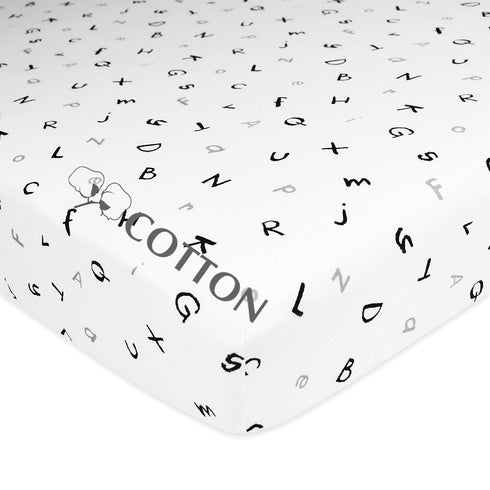American Baby Company 100% Natural Cotton Fitted Crib Sheet 52" x 28" - Soft, Breathable, Hypoallergenic & Gentle Toddler Bed Sheet, Alphabet, Neu...