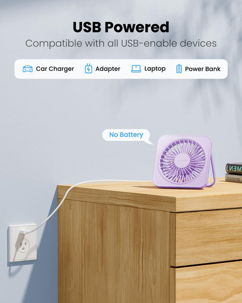 Gaiatop USB Desk Fan, 5 Inch Personal Fan Small Portable Table Fan with 180° Tilt Folding and 3 Speeds, Strong Wind Ultra Quiet Personal Cooling F...