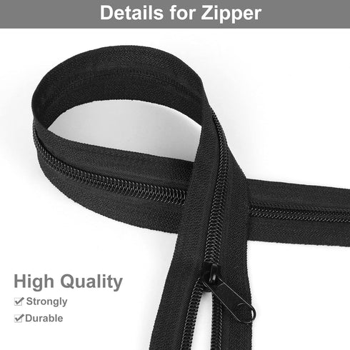 MiniRed 5Yards Bulk Zippers, (#5) Black Nylon Coil Zipper by The Yards for DIY Sewing Craft Bags with Replacement 20PCS Sliders (#5 Black)...