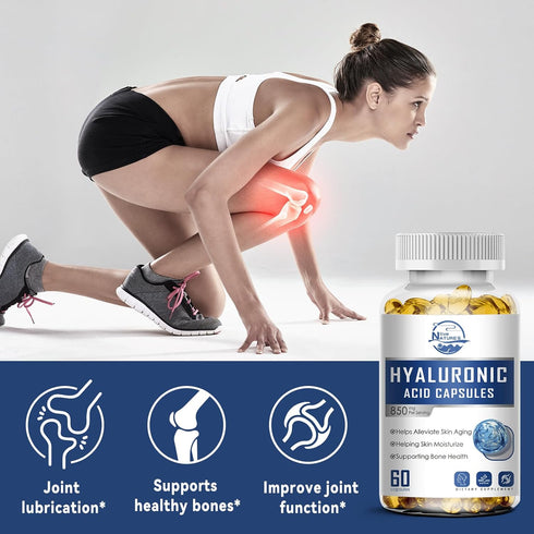 Nature's live Hyaluronic Acid Supplements, 850mg High Bioavailable Dietary Hyaluronic Acid Capsules, Double Strength Skin Hydration, Joint Lubrica...