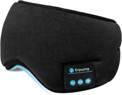 Wireless Sleep Mask,SKEYEOL Sleep Headphones,Adjustable&Washable Music Travel Sleeping Headset with Built-in Speakers Microphone Hands-free for Ai...